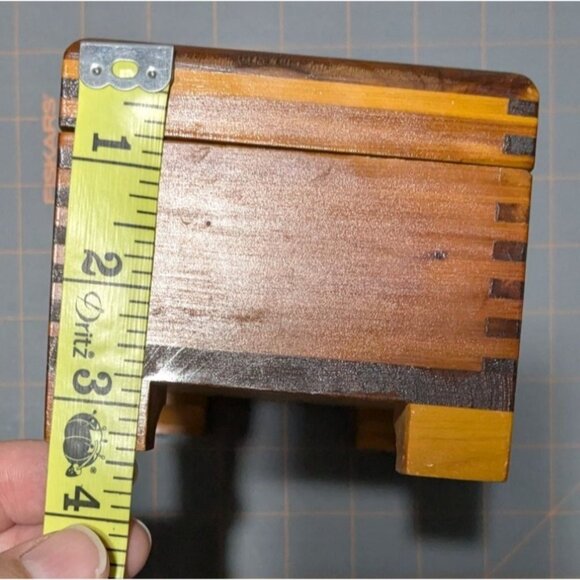 Cedar Wooden Trinket Box Brass Accents Hinged Lid Jewelry Storage sm Rustic Deco - Picture 11 of 12